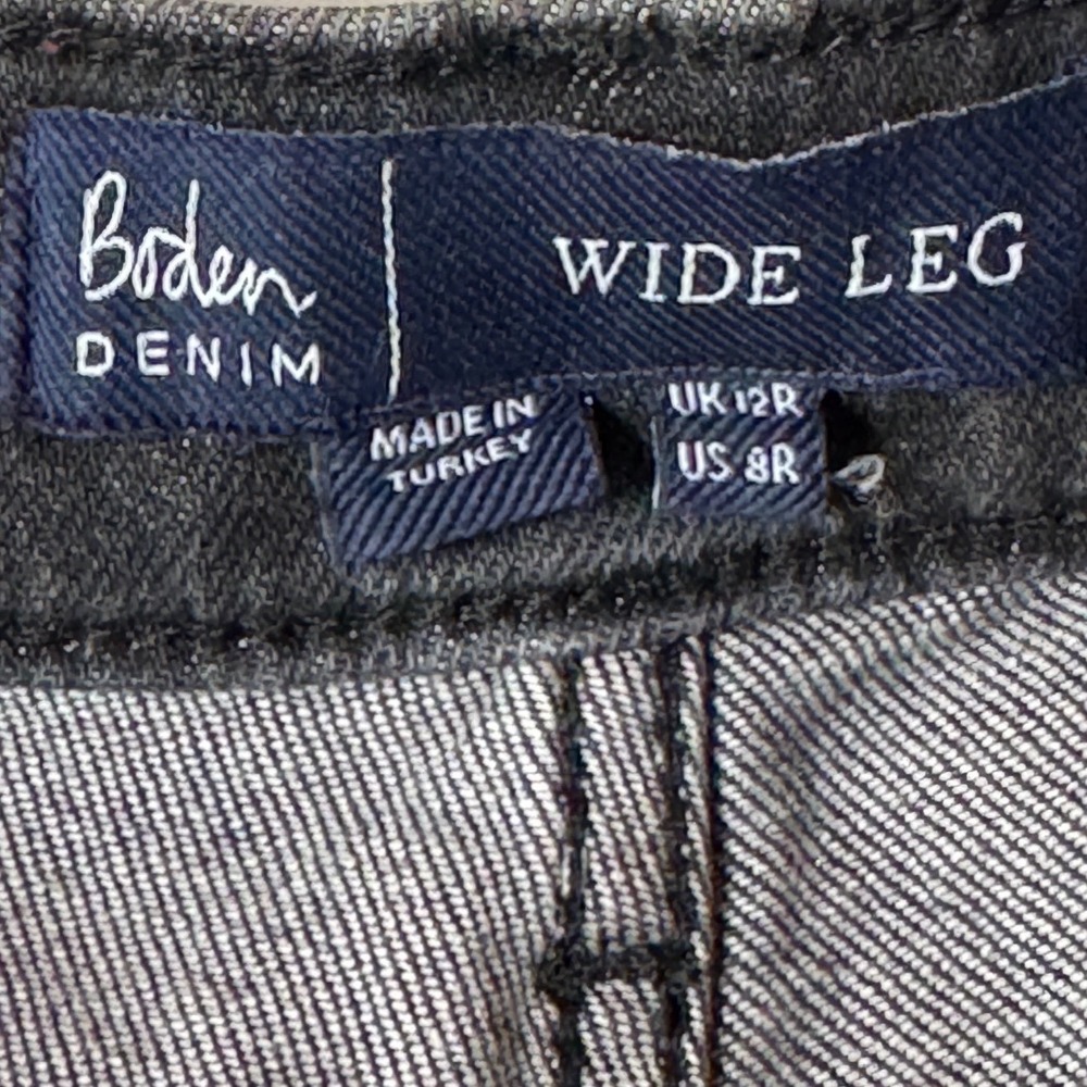 Boden Wide Leg Jeans Womens 8R Black Denim High Rise Relaxed Minimalist Classic - Picture 3 of 8